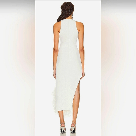 Feather Asymmetric Hem Open Leg Midi Dress - Picture 6 of 9